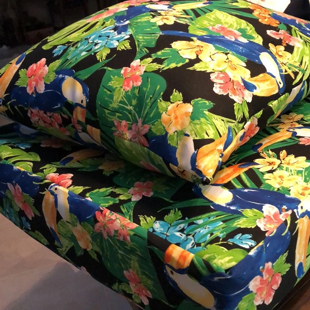 🌿2-pc Brentwood Originals cheerful Outdoor fabric seat cushion + pillow set🦜